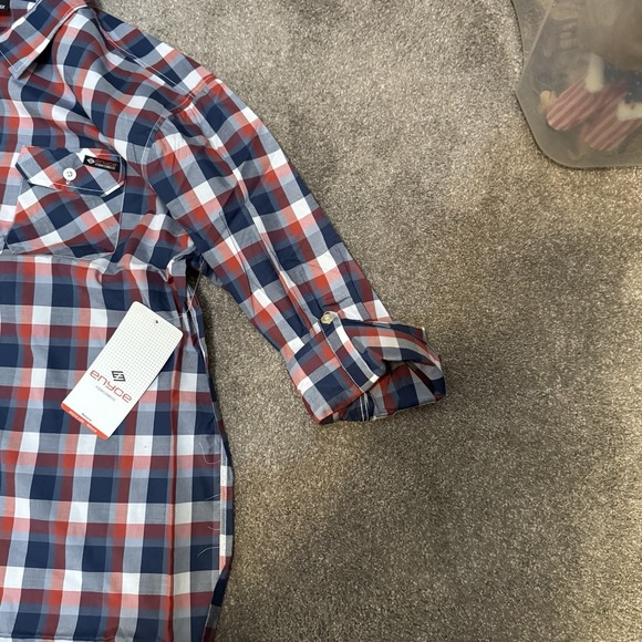 Enyce Mens Button-Up Shirt Size 5XL Plaid Red, White, And Blue - Picture 3 of 7